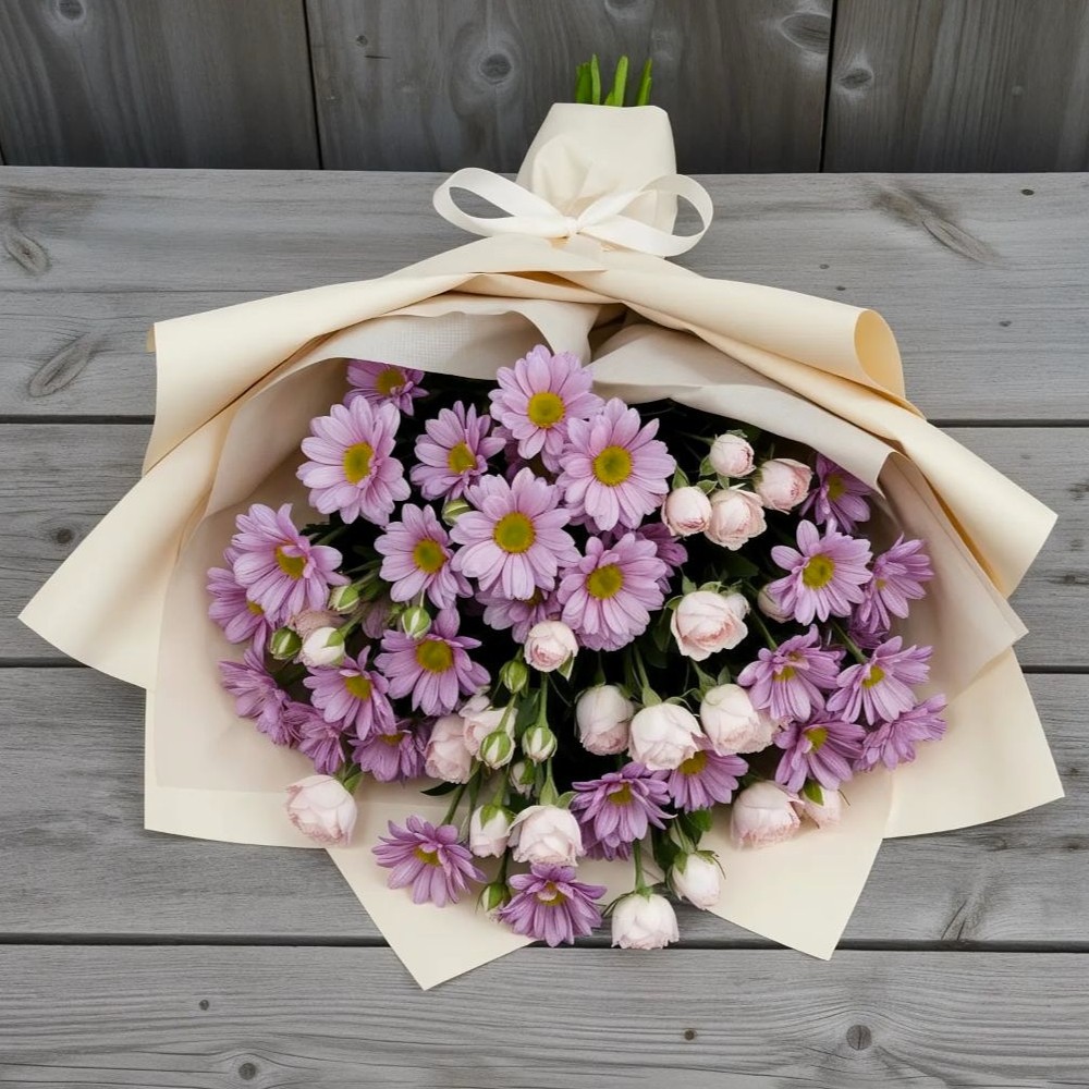 Букет цветов из: Розы и Хризантемы в Войновой-Горе