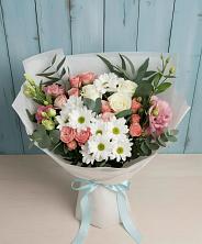 Букет цветов из:  Розы, Лизиантусы и Хризантемы в Войновой-Горе