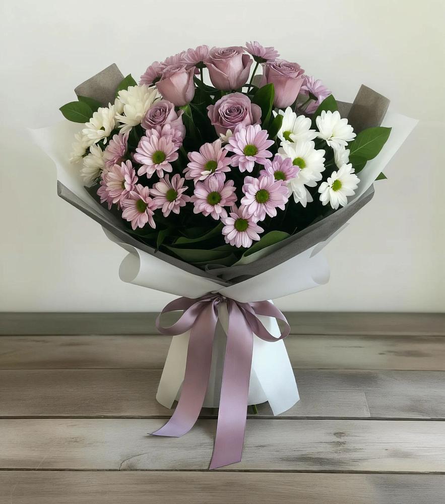 Букет цветов из: Хризантемы и Розы в Войновой-Горе