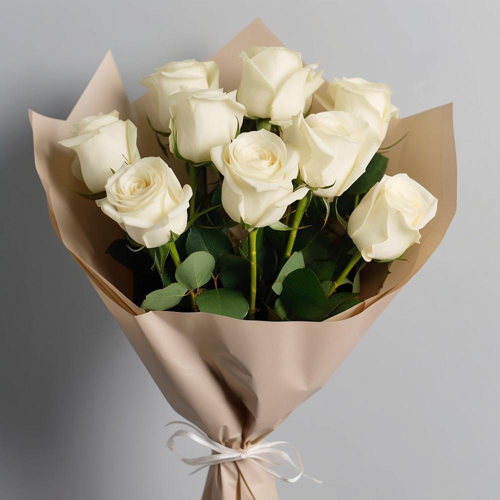 Букет 9 Белых роз Эдлесс Лав в Войновой-Горе