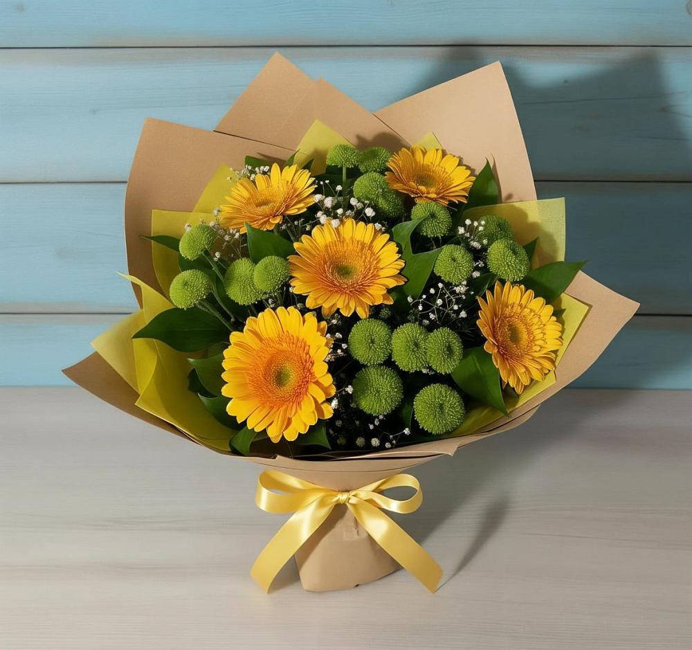 Букет цветов из: Герберы и Хризантемы в Войновой-Горе
