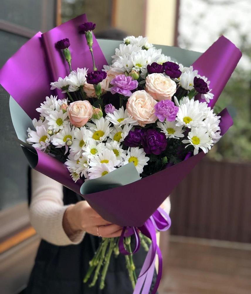 Букет цветов из: Хризантемы, Гвоздики и Розы в Войновой-Горе