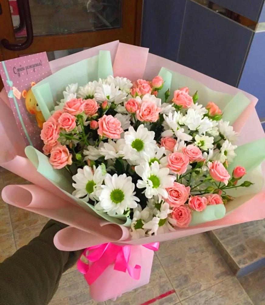 Букет цветов из: Розы и Хризантемы в Войновой-Горе