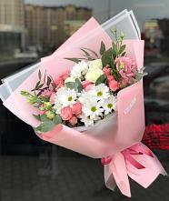 Букет цветов из:  Розы, Лизиантусы и Хризантемы в Войновой-Горе