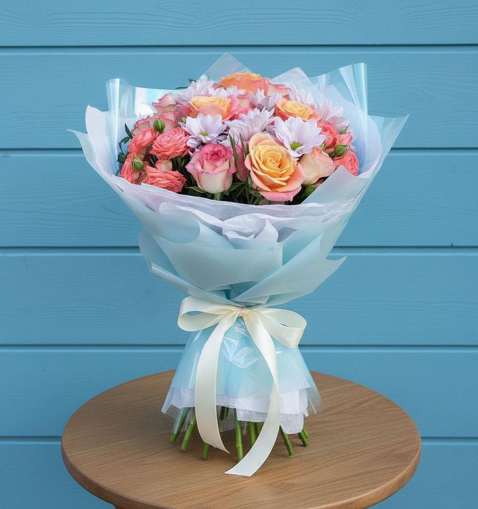 Букет цветов из: Хризантемы и Розы в Войновой-Горе