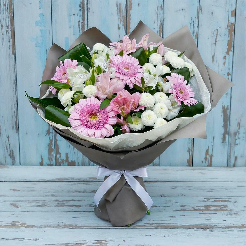 Букет цветов из: Герберы, Альстромерии и Хризантемы в Войновой-Горе