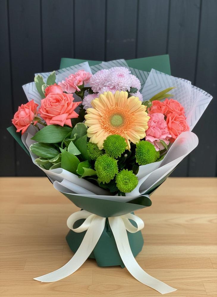 Букет цветов из: Гвоздики, Розы, Герберы и Хризантемы в Войновой-Горе